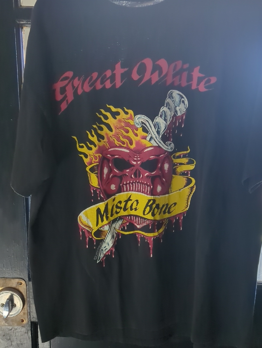 Mista Bone Graphic Short Sleeve Tee - Black/Red Great White Vintage 1991